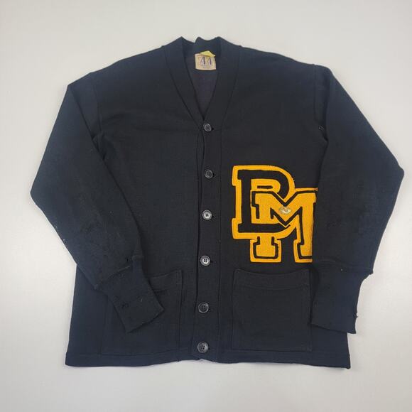 Vtg 50s 60s Champion Knitwear Rochester Cardigan Distressed Made In USA Sz 40 M - Picture 1 of 8